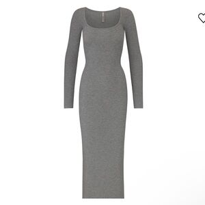 SKIMS Gray Lounge Long Sleeve Maxi Dress S